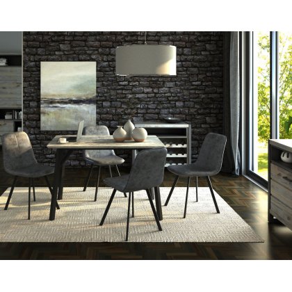 Titan Compact Rectangular Dining Table Set & 4 Grey Dining Chairs