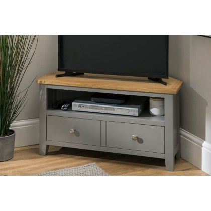 Chester Oak Painted Grey - Corner TV Unit 90cm Wide| Moles Breath Grey