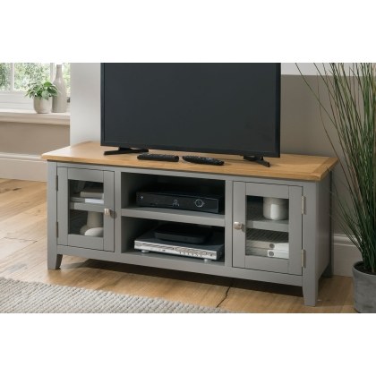 Chester Oak Painted Grey - Large TV Unit 120cm Wide| Moles Breath Grey