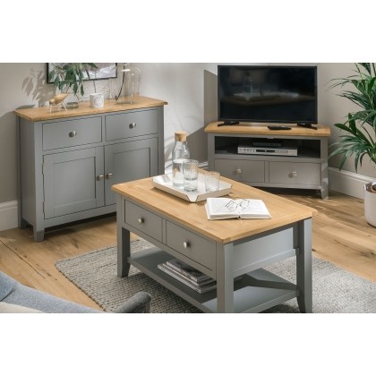 Chester Oak Painted Grey - Small 2 Door Sideboard 95cm Wide| Moles Breath Grey Chester Oak Painted Grey - Small 2 Door Sideboard 95cm Wide| Moles Breath Grey
