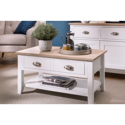 Chester Oak Painted White - Coffee Table 90x55cm| F&B All White