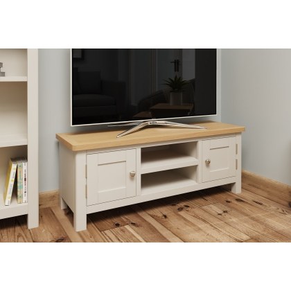 Oak City - Dorset Oak 120cm Large TV Unit For Screens Up To 55" | Truffle Grey