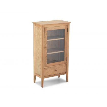 Oak City - Worsley Oak Glazed Bookcase with Drawer