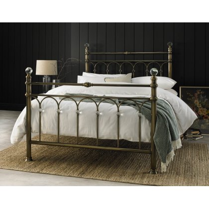 Kylie Metal Bed Frame in Antique Brass Finish