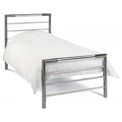 City Metal Bed Frame in Nickel Chrome Finish
