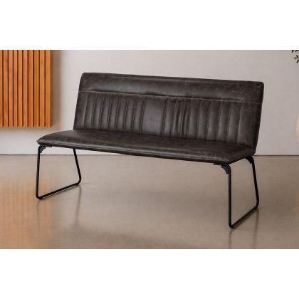 Cooper Low Leather Bench in Grey