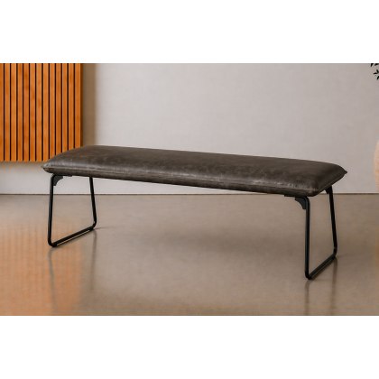 Cooper Leather Low Bench in Grey