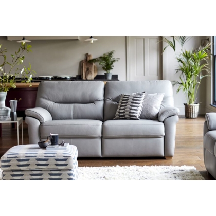 G Plan Seattle Leather 2.5 Seater Sofa With Wood Feet