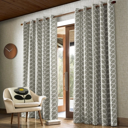 Orla Kiely - Linear Stem Eyelet Curtains Silver
