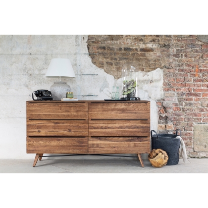 Venice Solid Oak 6 Drawer Wide Chest of Drawers