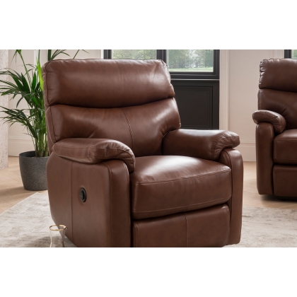 Monet Power Recliner Chair in Butterscotch Leather - STOCK
