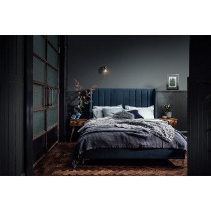 Boxer Velvet Bed Frame in Blue Teal Boxer Velvet Bed Frame in Blue Teal