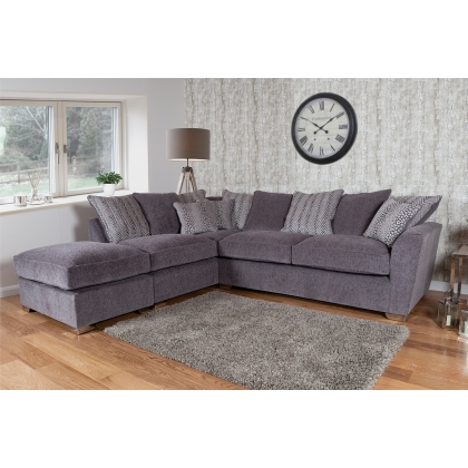 Fantasy L Shape Corner Chaise Sofa With Scatter Back
