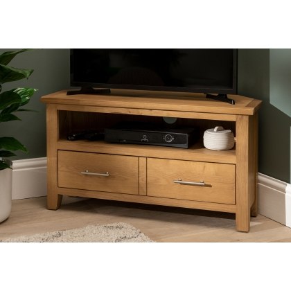 Chester Oak Corner TV Unit 90cm Wide