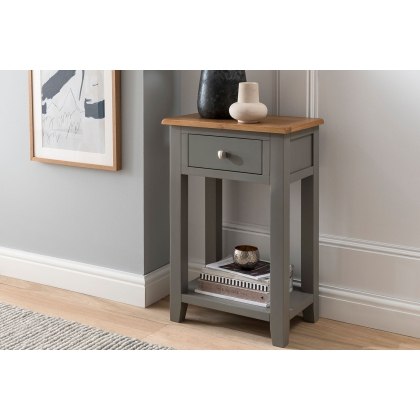 Chester Oak Painted Grey - 1 Drawer Console Table 50cm Wide| Moles Breath Grey