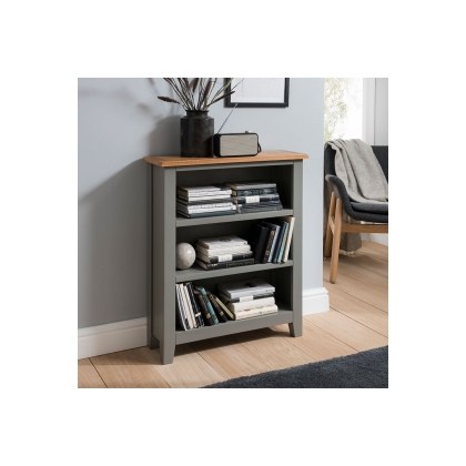 Chester Oak Painted Grey - Low Bookcase 70cm Wide| Moles Breath Grey