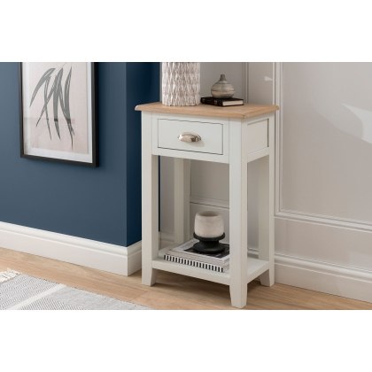 Chester Oak Painted White - 1 Drawer Console Table 50cm Wide| F&B All White