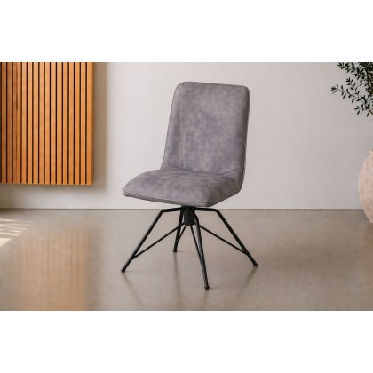 Lola Swivel Velvet Grey Dining Chair (Pair)