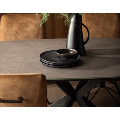 Denver Ceramic 140cm-200cm Extending Dining Table (Dark Grey)