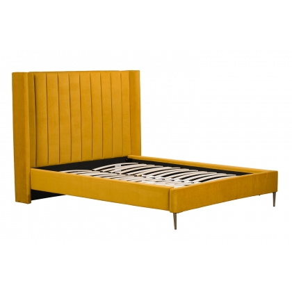 Boxer Velvet Bed Frame in Yellow Turmeric
