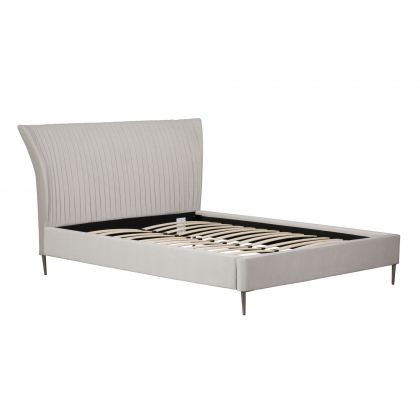 Lotus Velvet Pleated Bed Frame in Silver