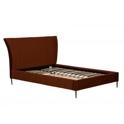 Lotus Velvet Pleated Bed Frame in Rust Umber