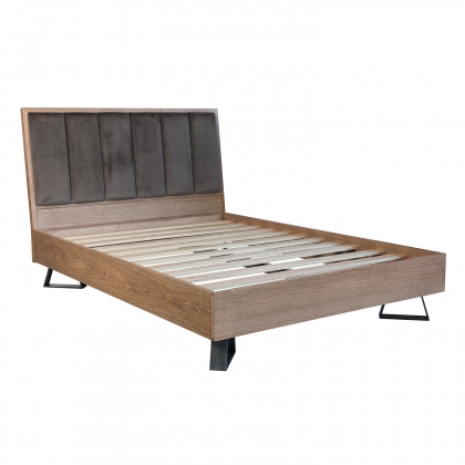 Parquet Oak Bed Frame with Padded Headboard