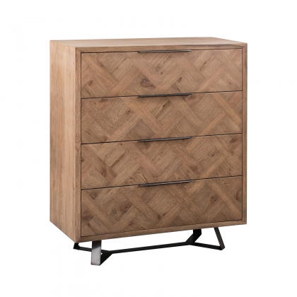 Parquet Oak 4 Drawer Chest of Drawers