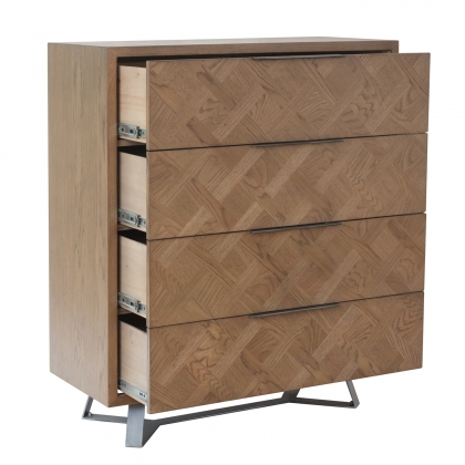 Parquet Oak 4 Drawer Chest of Drawers
