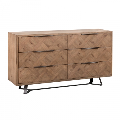 Parquet Oak 6 Drawer Chest of Drawers