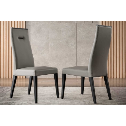 ALF Italia Novecento Set Of 2 Dining Chairs in Silver Eco Leather
