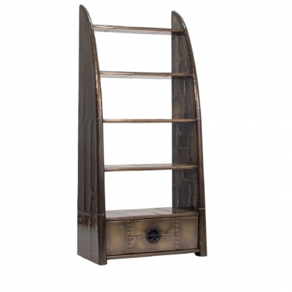 Avaitor Wing Bookcase in Vintage Jet Brass Metal