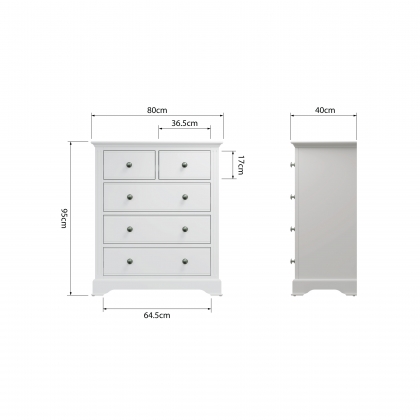 Oak City - Cotswold White 2 Over 3 Chest of Drawers