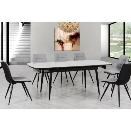 Caira 160cm Automatic Extension Glass Dining Table in Grey Caira 160cm Automatic Extension Glass Dining Table in Grey