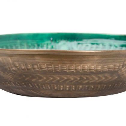 Brass Embossed Ceramic Large Bowl