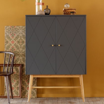 Rosswood Tall Cupboard in Grey and Oak