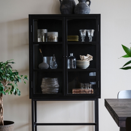 Yumi Marshall Glass Cabinet 2 Doors in Black Stained Ash