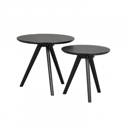 Yumi Nest of 2 Tables in Black Stained Ash