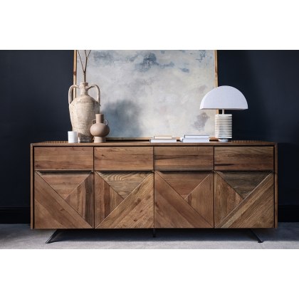 Hudson Solid Oak 4 Door Sideboard