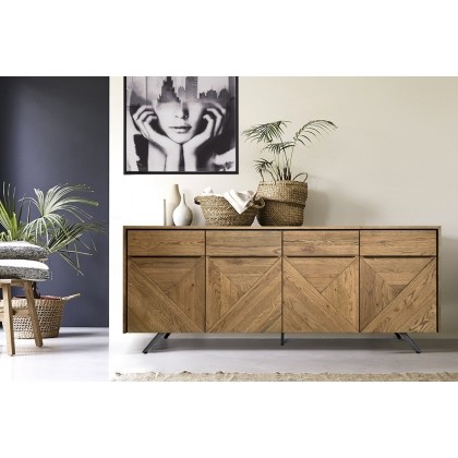 Hudson Solid Oak 4 Door Sideboard