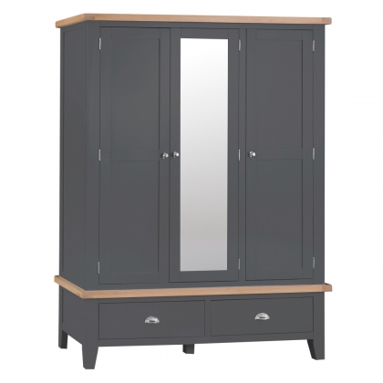St Ives Charcoal Painted Large 3 Door Wardrobe