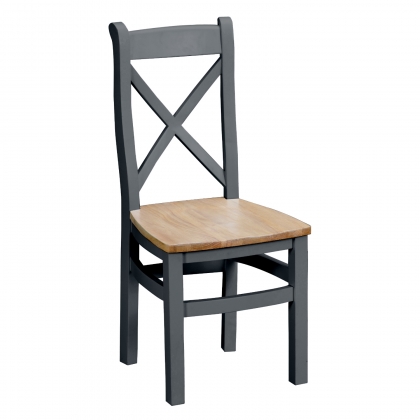 St Ives Charcoal Painted Cross Back Chair Wooden