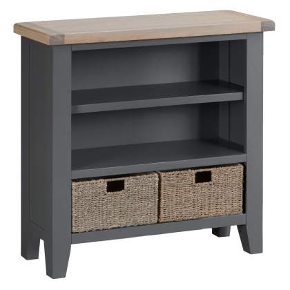 St Ives Charcoal Painted Small Wide Bookcase