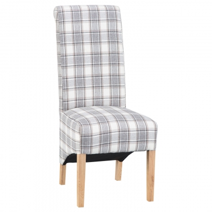 Scroll Back Chair in Cappuccino Check