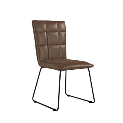 Panel Back Chair with Angled Legs in Brown