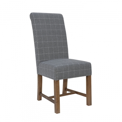 Fabric Dining Chair in Check Grey