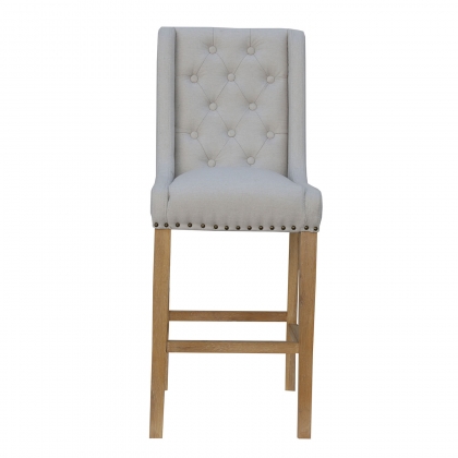Fabric Button Back Stool in Natural