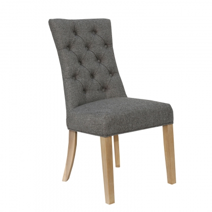 Curved Button Back Chair in Dark Grey