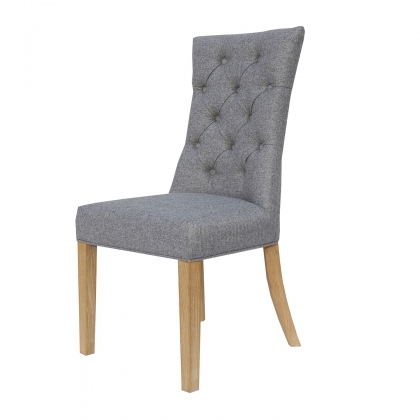 Curved Button Back Chair in Light Grey