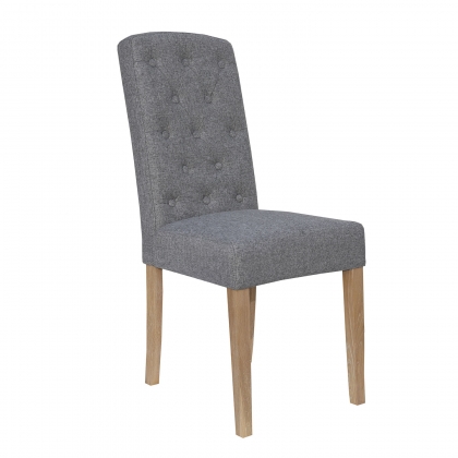 Button Back Upholstered Chair in Light Grey